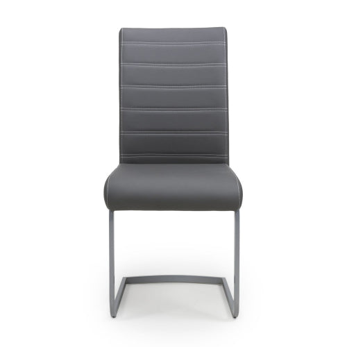 Callisto Leather Effect Grey Dining Chair