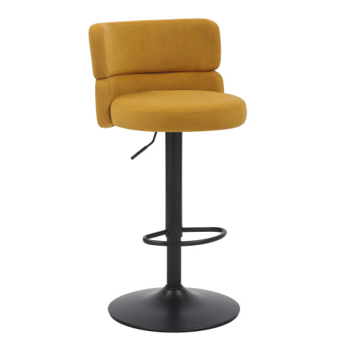 Mason Brushed Velvet Mustard/Black Bar Stool