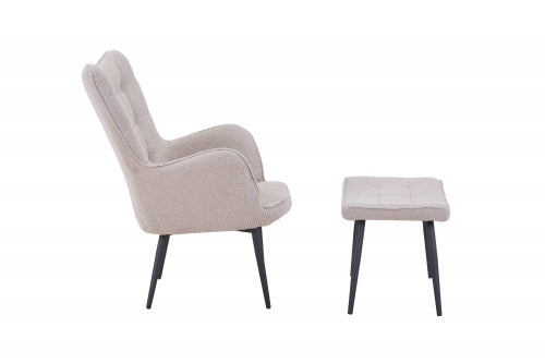 Paris Boucle Light Brown Armchair & Footstool