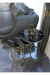 Milano Round Nest Of Tables Set - 3 Pieces Nesting Table Tempered Glass Top