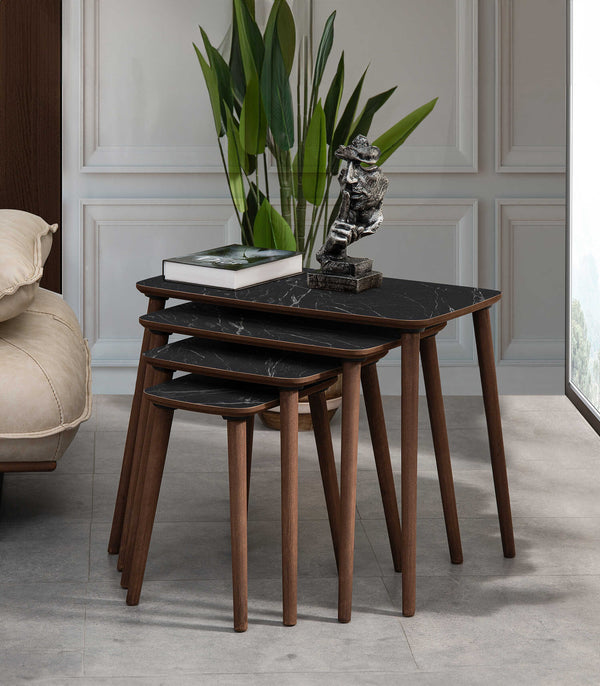 VH Luci nesting coffee table set - Black Marble Pattern