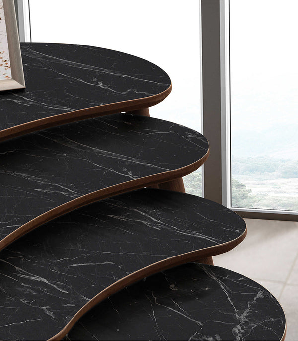 VH Moon nesting coffee table set - Black Marble Pattern - view 5