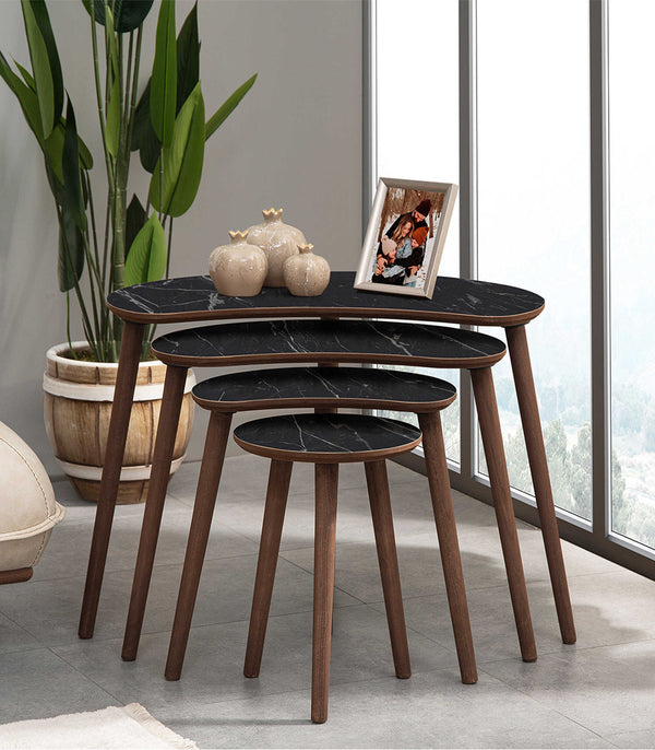 VH Moon nesting coffee table set - Black Marble Pattern - view 3