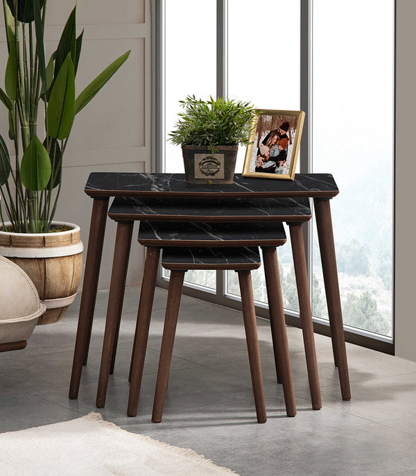 VH Vega nesting coffee table set - Black Marble Pattern - view 3