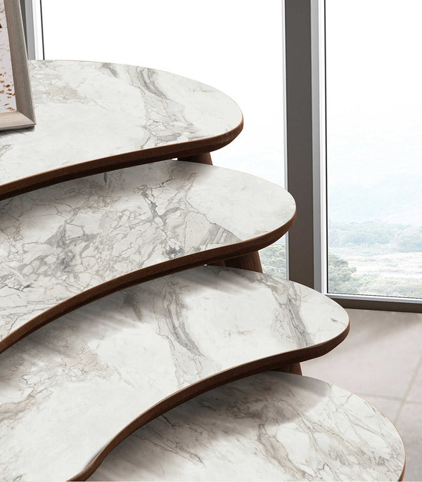 VH Moon nesting coffee table set - White Marble Pattern - view 5