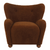 Leonard brown faux fur armchair with rounded arms and rubberwood legs - Sohowells