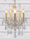 Antique Crackle White 5 Branch French Chandelier — detail view
