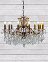 Large 12 Branch Bronze Shallow Chandelier