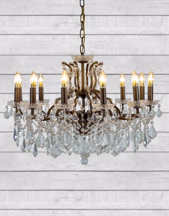 Large 12 Branch Bronze Shallow Chandelier