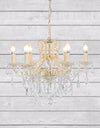 6 Branch Antique Crackle White Shallow Chandelier