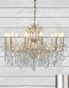 Large 12 Branch Silver Leaf Shallow Chandelier — detail view