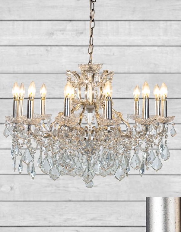 Large 12 Branch Silver Leaf Shallow Chandelier — detail view