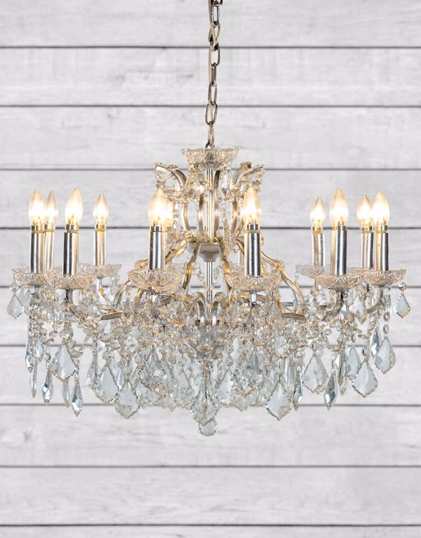 Large 12 Branch Silver Leaf Shallow Chandelier — additional view