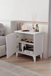 Close up of the matt white finish on the Adela bedside cabinet - Sohowells