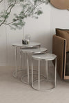 Newton Round Nest Of Tables Set - 3 Pieces Nesting Table Tempered Glass Top