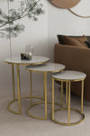 Durham Round Nest Of Tables Set - 3 Pieces Nesting Table Tempered Glass Top