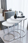 Newton Round Nest Of Tables Set - 3 Pieces Nesting Table Tempered Glass Top