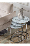 Cappa Round Nest Of Tables Set - 3 Pieces Nesting Table Tempered Glass Top