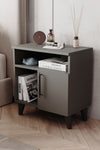 Anthracite grey three compartment bedside cabinet with door and open shelves - Sohowells