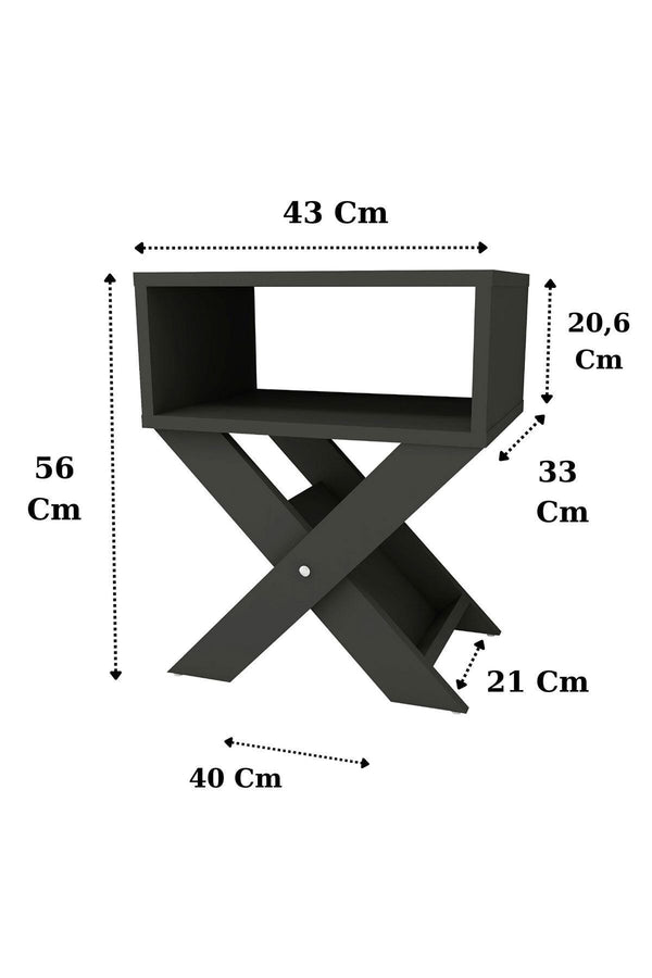 Close up of the anthracite finish and magazine slot on the X-leg side table - Sohowells