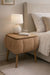 Brown teddy fabric upholstered Lina storage bedside table with wooden legs - Sohowells