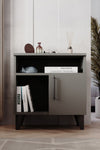 Anthracite bedside cabinet with cupboard door open showing internal storage - Sohowells