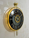 Decorative Wall Clock 40x60cm Metal Gold Frame Modern Large Design with BlackGlass & Led Lights For Living Room, Hallway, Kitchen, Office,Bedroom