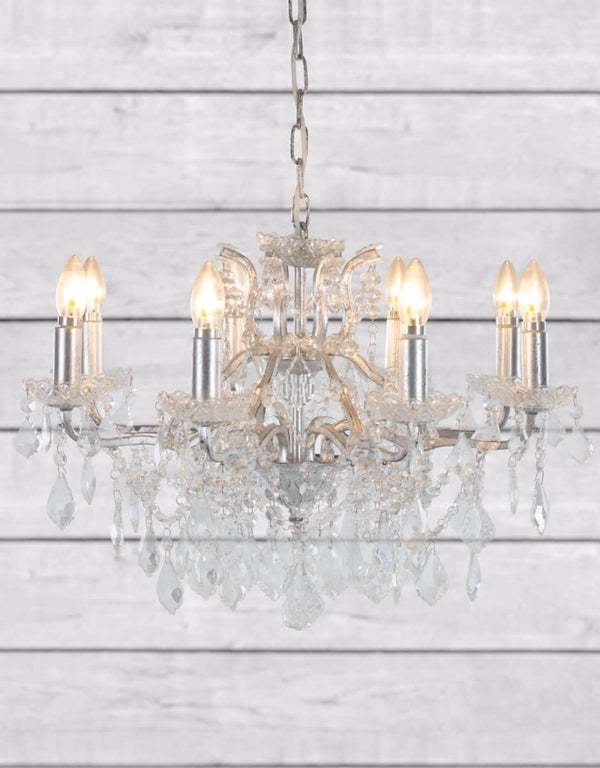 Medium 8 Branch Silver Leaf Shallow Chandelier — additional view