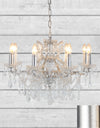Medium 8 Branch Silver Leaf Shallow Chandelier — detail view