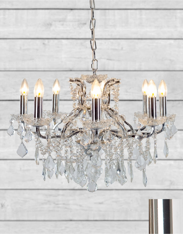 Medium 8 Branch Chrome Shallow Chandelier — alternate view