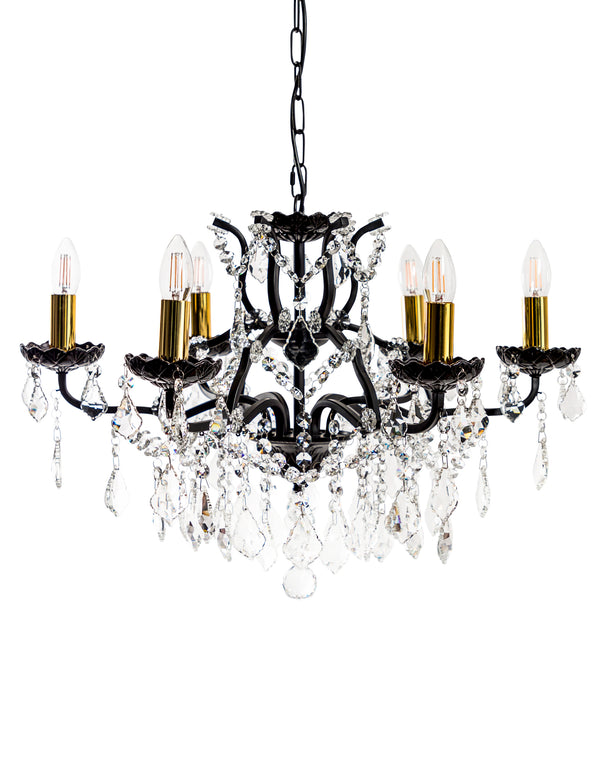 6 Branch Matt Black Shallow Chandelier — alternate view