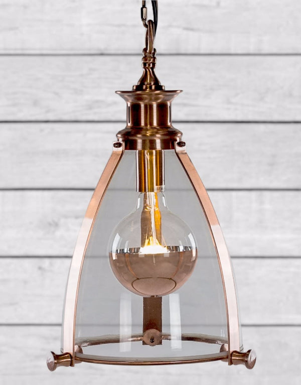 Copper and Glass Lantern Ceiling Light — alternate view