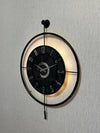 Large Decorative Wall Clock 60x80cm Metal Black Frame Modern Design with Glass & Led Lights For Living Room, Hallway, Kitchen, Office,Bedroom