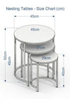 Venice Round Nest Of Tables Set - 3 Pieces Nesting Table Tempered Glass Top
