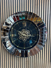 Daisy Moving Gears Decorative Wall Clock Oversize Extra Large 32` Inch/80 cm Real Mirror & Glass Chrome