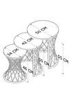 Brooklyn Round Nest Of Tables Set - 3 Pieces Nesting Table Tempered Glass Top
