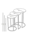 Siena Round Nest Of Tables Set - 3 Pieces Nesting Table Tempered Glass Top