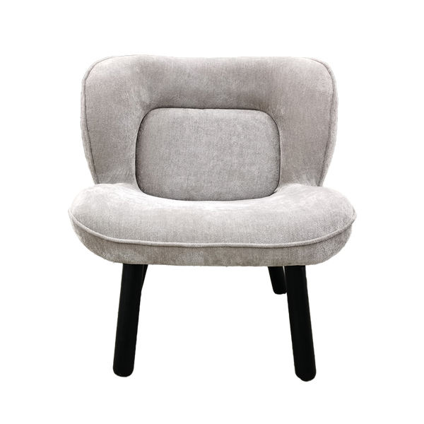 Sarah armless accent chair in sand chenille fabric with matte black birch legs - Sohowells