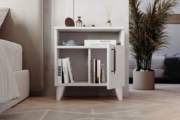 Further view of Kommen white bedside cabinet - Sohowells