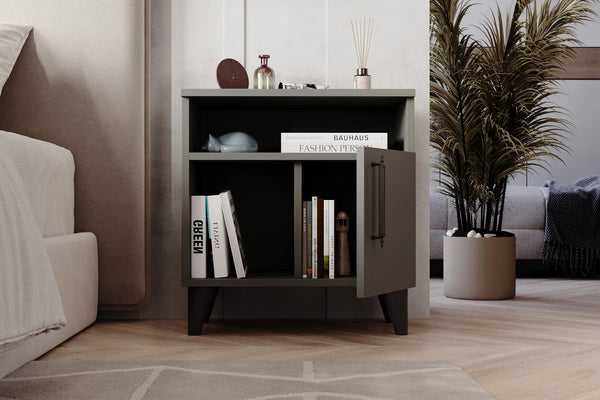 Further view of Kommen anthracite bedside cabinet - Sohowells