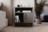 Detail of Kommen anthracite cabinet metal handle and shelving - Sohowells