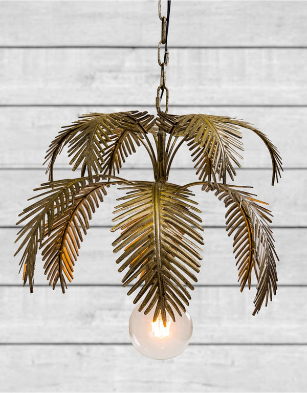 Antiqued Gold Fern Leaf Chandelier Pendant — alternate view