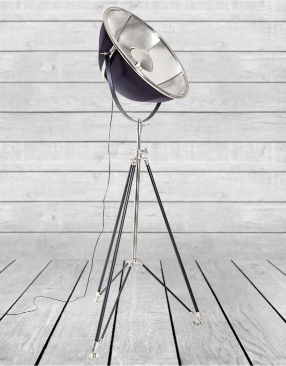 Black and Nickel Large Tripod Floor Lamp