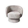 Rounded grey woven chenille swivel armchair with wrap around arms - Sohowells