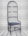 Black Metal Bird Cage Style Porter's Chair