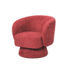 Red chenille curved swivel armchair shown from an alternative angle - Sohowells