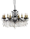 Large 12 Branch Matt Black Shallow Chandelier