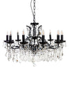 Large 12 Branch Matt Black Shallow Chandelier