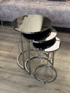 Attalia Round Mirrored Nest Of Tables Set - Mirror Top 3 Pieces Nesting Table