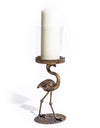 Antiqued Flamingo Candle Holder with Glass Cover